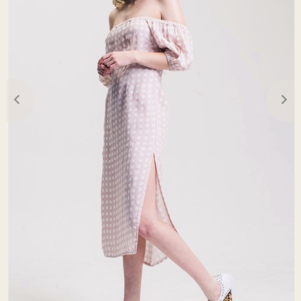 Winston White Mauve Gingham Lotus Dress Size M